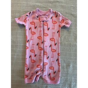 Hanna Andersson Baby Girl Purple Flamingo Short Zippy Pajamas 6-12 Months